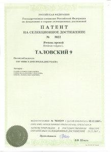 патент таловский 9
